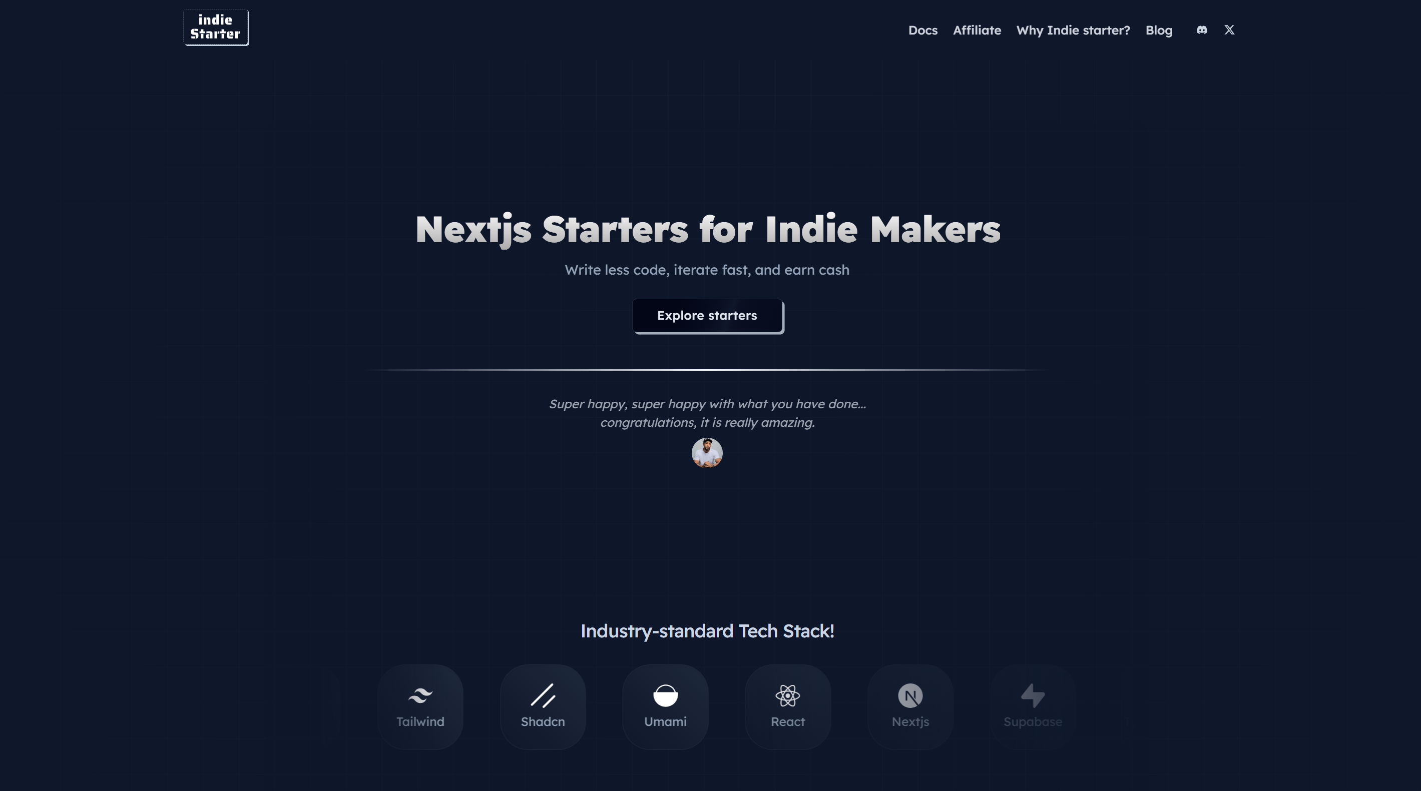 Indie Starter Shadcn UI Templates